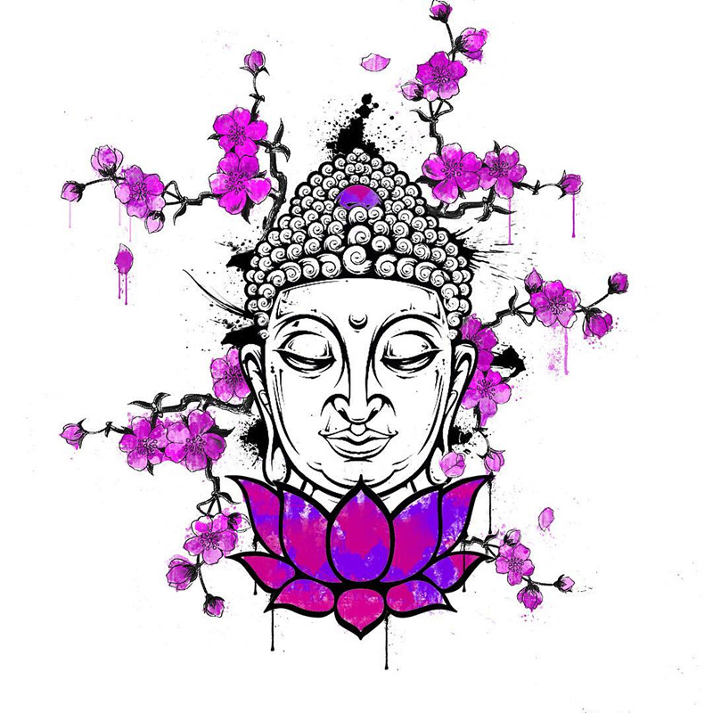 莲花佛像纹身手稿